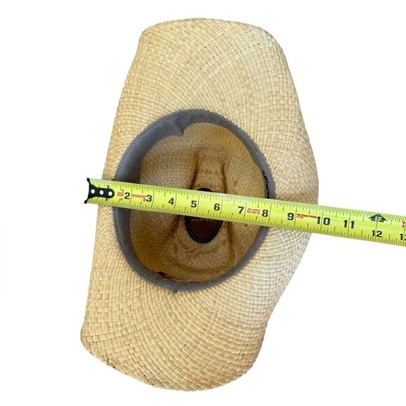 Bullhide Straw Cowboy Western Hat Leather Straps and Star Decor Womens Large - Picture 12 of 12